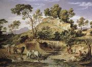 Joseph Anton Koch, landscape with shepherds and cows